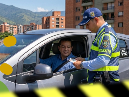 Detalle del letrero No PDA pegado en la parte trasera de un carro en Colombia.